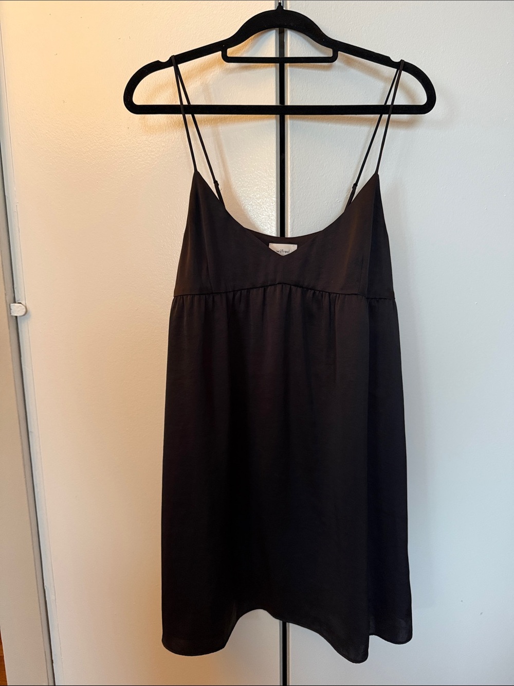 Wilfred Black Mini Slip Dress with Thin Straps